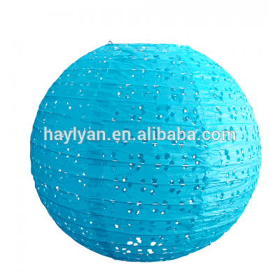 Customized paperl antern blue paper eyelet lantern wedding occassion use