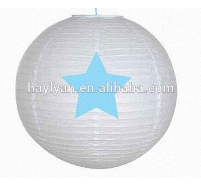 Chinese traditional white paper lanterns with printed patterns