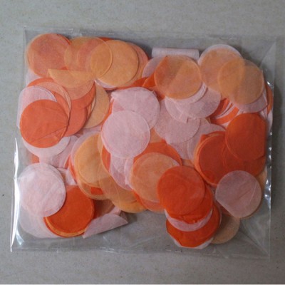 Orange and White tissue circle confetti wholesale